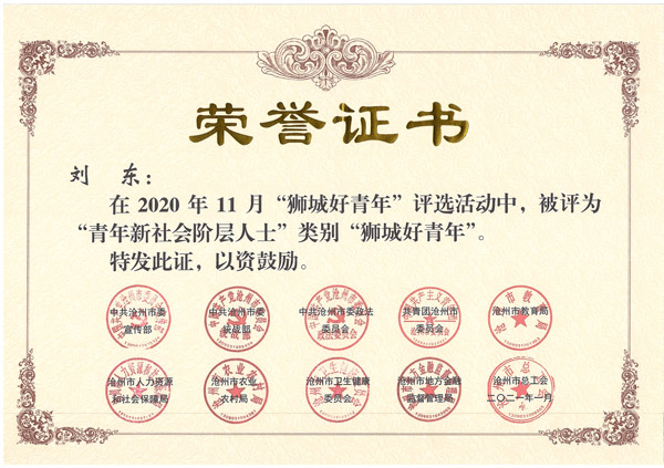 世窗信息董事会秘书刘东同志当选“狮城好青年”